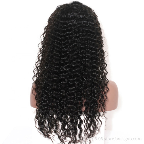 Hand Tied To Swiss Lace Deep Wave Virgin Bohemian Human Hair 360 Frontal Lace Wigs